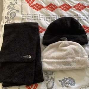 2 Northface Hats and Scarf